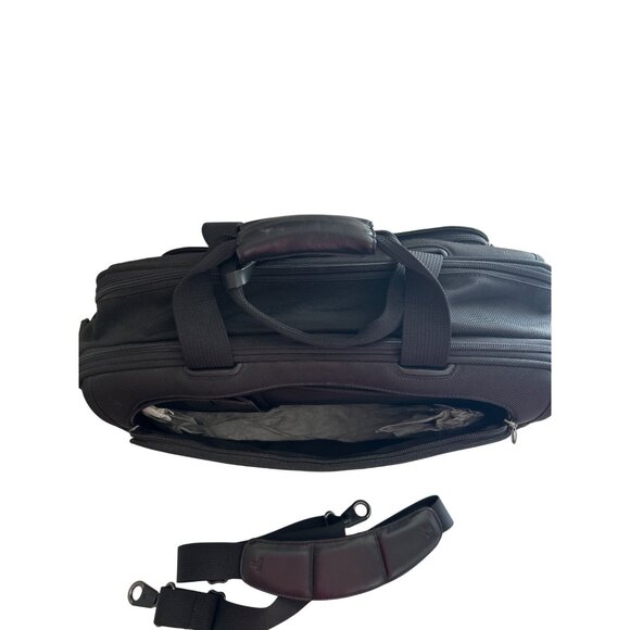 Tumi Expandable Black Nylon Leather Laptop Briefcase Carry On W/Shoulder Strap - Picture 4 of 13